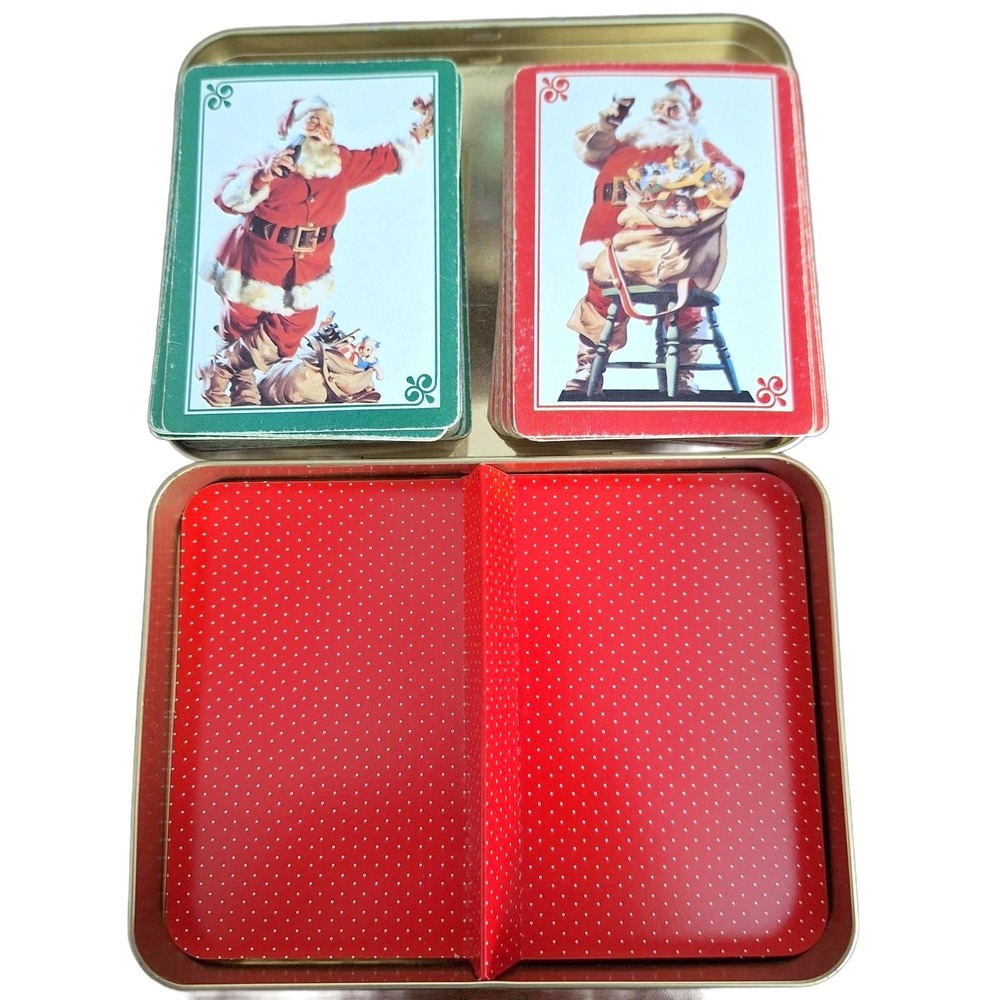 Vintage Coca-Cola Nostalgia Playing Cards Double Deck Santa Claus Collector Tin